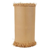 Rollo de Mimbre de Color Natural con Patrón Circular, Tejido Plano, Material de Decoración para el Hogar