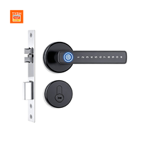 Serrure de poignée de porte Bluetooth TYSH avec empreinte digitale, mot de passe via APP, carte IC, clé, pour portes de 30-50 mm d'épaisseur, noir et or, pour la maison