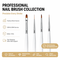 Ensemble de pinceaux à ongles angulaires blancs personnalisables OEM, poils en nylon à prise confortable pour la manucure française et la peinture de détails