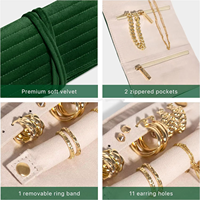 Pliable Portable Voyage Doux Velours Bijoux Organisateur Pochette Rouleau Sac Léger Étanche Durable Bijoux Rouleau Sac Pour Les Femmes