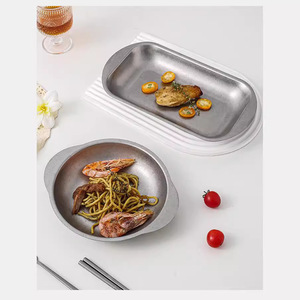 Moderno casa campeggio cena piatto per Snack Barbecue preparazione di frutta 304 acciaio inossidabile a doppia orecchie per feste - Product Image 3