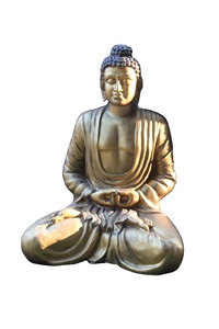 พระพุทธรูปสีทองสวยงาม ทำจากไฟเบอร์กลาส น้ำหนักเบา ไม่แตกหัก ขนาด 4 ฟุต ท่าทางนั่งสมาธิ ทำจากเรซิ่น เหมาะสำหรับตกแต่งบ้าน สไตล์ศาสนาพุทธ - Product Image 5