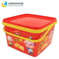 Offre Spéciale eco friendly personnalisé logo impression IML récipient en plastique ALIMENTAIRE biscuit boîtes d'emballage avec poignée