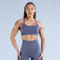 Soutien-gorge de sport Yoga à dos croisé, maintien élevé, en nylon haute élasticité, sans coutures, pour femme, idéal pour la gym et l'entraînement, personnalisable avec logo