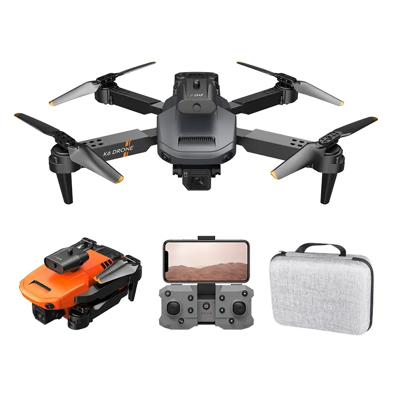 Mini Dron profesional K6, 4K, cámara Dual, Wifi, FPV, 360 grados, infrarrojos, prevención de obstáculos, cuadricóptero plegable Rc
