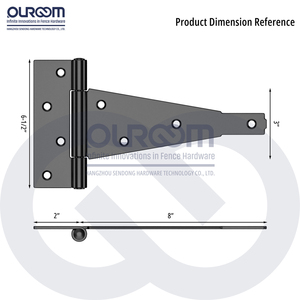 Charnière en T extra résistante de 8 pouces, en acier de 3,5 mm, à fermeture douce, angle d'ouverture de 180 degrés, <span class=keywords><strong>pour</strong></span> bois de qualité commerciale moderne en extérieur - Product Image 2