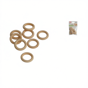 Anelli in legno Ilan 35 mm 8 pezzi per artigianato e decorazioni - Product Image 2