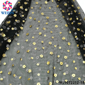 Nuovo tessuto placcato in oro placcato in Tulle con <span class=keywords><strong>stampa</strong></span> a sei petali di fiori lucidi a <span class=keywords><strong>maglia</strong></span> a sei petali - Product Image 6