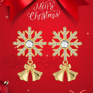 Pendientes de Aro con Forma de Copo de Nieve, Chapados en Oro, Exquisitos y Románticos, de Latón, Joyería de Lujo Ligero, Regalo de Navidad - Product Image 3