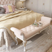 Lit double sculpté en bois massif de style français, inspiré du luxe royal, lit de princesse rose de 1,8 mètre, fabriqué en Chine pour villa de luxe