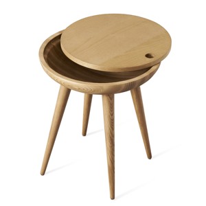 Mesa de Noche Redonda de Madera Natural Original con Cajones y Pintura Ecológica a Base de Agua - Product Image 4