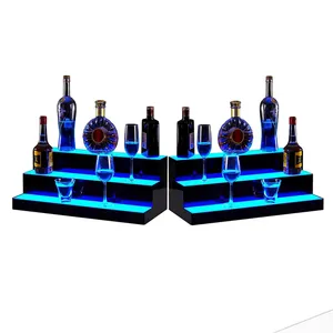 bespoke remote and app control 3-step acrylic LED lighted liquor bottle display shelf