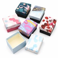 Boîte à bijoux en papier rigide avec couvercle et base, personnalisable avec logo, écologique, recyclable, pour boucles d'oreilles, bagues, colliers, finition brillante ou mate, gaufrée