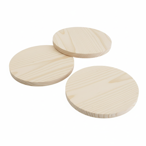Posavasos de madera de forma redonda Posavasos de madera para bebidas frías y calientes Juego de posavasos redondos de madera para cocina amordazado con polvo blanco - Product Image 1