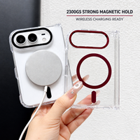 Étui magnétique pour iPhone Duo 2.0mm TPU Acrylique Métal Cadre d'appareil photo Boutons Anti-jaunissement UV Aimant 2300