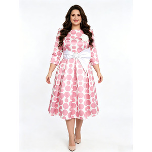 Vestido elegante de lunares para mujer, talla grande, formal, para la iglesia - Product Image 1
