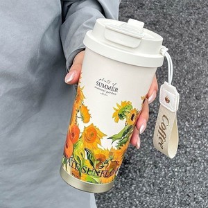 Termo de <span class=keywords><strong>Café</strong></span> Aislado de 500ml con Tapa de Doble Acceso, Diseño Tradicional de Pincel de Tinta, Taza Térmica de 17oz para Oficina, Patrimonio Cultural - Product Image 5