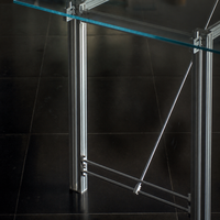 Table de conférence, table à manger, bureau design, structure en aluminium moderne industrielle, verre trempé