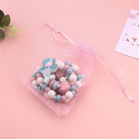 Collier de perles en bois style licorne mignon motif animal de dessin animé, accessoires DIY faits à la main polyvalents pour filles