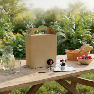 Caja <span class=keywords><strong>de</strong></span> Cartón Corrugado Kraft Reutilizable y Sostenible, con Asa Magnética Impermeable para Bebidas Frías para Llevar - Product Image 1