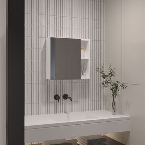 DB Minsk Armoire à pharmacie de salle de bain à porte unique avec miroir Deux étagères extérieures et trois étagères intérieures - Product Image 4