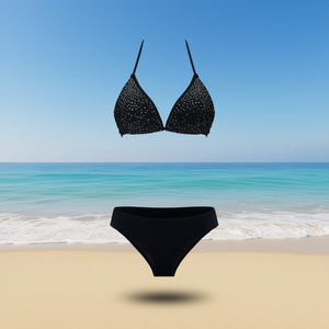 HDJ Bikini Set <b>Sequined</b> Halter <b>Top</b> Hipster Bottom <b>Plus</b> <b>Size</b> Women Swimwear Tummy Control Beachwear - Product Image 2