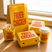Ensemble de restauration rapide personnalisé, jetable et compostable, pour ailes de poulet frites, hamburgers, frites, boîte à emporter pour restaurant