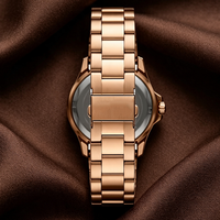 Montre de Plongée de Luxe Mosanto à Quartz pour Homme, Cadran Texturé Linéaire, Lunette Dentée, Bracelet en Acier Bicolore, Chronographe Jour/Date, Étanche 50m