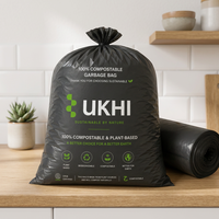Sacs poubelles biodégradables et compostables UKHI en PBAT PLA et amidon de maïs, 40 microns, à soufflet latéral, fond carré large, thermoscellables, pour ustensiles de cuisine