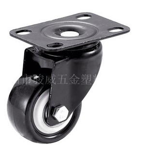 Furniture Caster 1.5 Inch PU Wheel <b>Swivel</b> With Brake Plate Mount Durable - Product Image 1