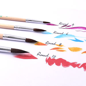 Foska 4 pièces rond aquarelle pinceau ensemble poils de crin pour aquarelles acryliques encres <span class=keywords><strong>Gouache</strong></span> huile et tempera - Product Image 3