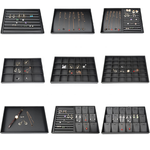 Bán buôn tùy chỉnh màu đen PU da Vòng Cổ Vòng đeo tay mặt dây chuyền trang sức hiển thị khay cho cửa hàng đồ trang sức - Product Image 2