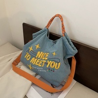 Sac fourre-tout en denim écologique pour dames sac en toile recyclable pour étudiants sac en toile fourre-tout
