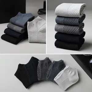 5-Pair Geschenkdoos Anti-Bacteriële Bamboe Sokken Premium Heren Bamboe Rayon Enkel Kwart Jurk Sokken