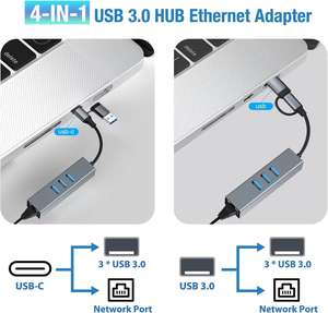 Hub USB 3.0 SYONG con Adaptador Gigabit Ethernet de 1000 Mbps, 3 Puertos USB, Compatible con <span class=keywords><strong>MacBook</strong></span>, Surface <span class=keywords><strong>Pro</strong></span>, Linux, Chromebook - Product Image 2