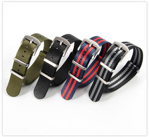 <span class=keywords><strong>Bracelet</strong></span> de montre de luxe robuste en nylon tissé à chevrons de 20 mm et 22 mm, épaisseur 1,2 mm, style ceinture de sécurité, rayé - Product Image 2