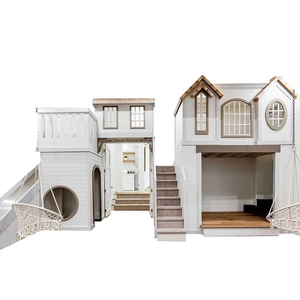 Letto a castello a forma di casetta sull'albero di grandi dimensioni per bambini, area giochi con scivolo, base segreta, letto per bambini multifunzionale e personalizzabile - Product Image 6