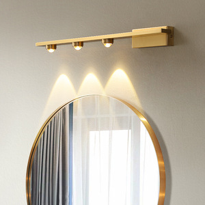 Lámpara de Pared Moderna <span class=keywords><strong>para</strong></span> Baño con 3 Luces LED de Cobre, Luz Cálida Dorada, <span class=keywords><strong>para</strong></span> Proyectos de Hoteles y Apartamentos - Product Image 3