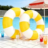 2 Flotadores Inflables para Piscina, Anillo de Natación a Rayas para Adultos, Flotador para Piscina, Balsa para Piscina, Tumbona de Playa para el Verano, Artículos para Fiestas