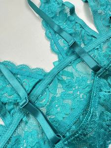 大きいサイズ レディース セクシー エロティック 単色 レース ランジェリーセット ブラ＆ショーツ 調節可能ストラップ ノンワイヤースチールリング - Product Image 6