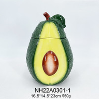 Bestcera 3d Virtueel Fruit Keukengerei Canister Keramische Schattige Avocado-Vormige Koekjesopslagpot Met Deksel