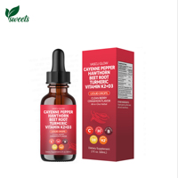 Vascu Glow Gouttes Liquides aux Piments de Cayenne, Aubépine, Racine de Betterave, Curcuma et Vitamines, Complément Herbal Saveur Baies et Cannelle