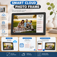 Cadre photo numérique intelligent 15,6 pouces 1080P IPS tactile WiFi avec stockage 32 Go, rotation automatique, fixation murale, haut-parleur intégré, système d'exploitation Android