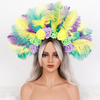 Accessoire de tête en plumes pour cosplay d'Halloween transfrontalier, bandeau, fête dansante, accessoire de tête amusant, couronne, accessoires de carnaval
