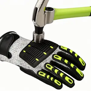 TPR油田建筑工业耐切割防护防震安全机械师工作冲击手套 - Product Image 1