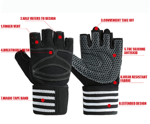 Gants d'entraînement à demi-doigts pour hommes femmes gants de gymnastique antidérapants pour soutien du poignet pour le cyclisme d'haltérophilie - Product Image 4
