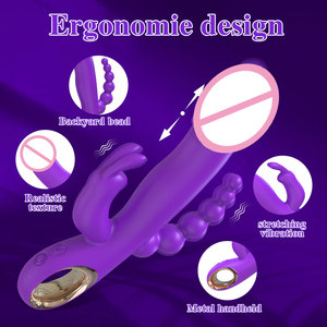 Vibratore Femminile 3in1 Telescopico a Forma di Coniglio con Vibrazione, Stimolatore Clitorideo e Punto G, Dildo <span class=keywords><strong>Vibrante</strong></span> per Donne - Product Image 2