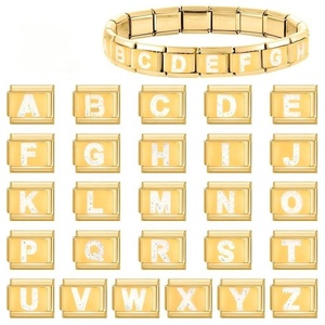 Módulo de Dijes Hechos a Mano en Acero Inoxidable Galvanizado con Letras Doradas en Inglés, Accesorio Creativo para Pulseras Personalizadas DIY - Product Image 2