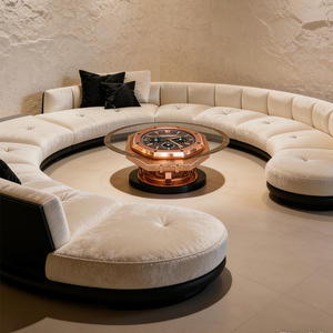 Mesa de Centro de Lujo Creativa, Color Oro Rosa, Estilo Artístico Único, Diseño de Reloj de Gran Tamaño, Mueble de Consola para Sala de Estar - Product Image 4