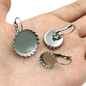 French D Shaped Ear <b>Hooks</b> Stainless Steel Round Lace <b>Earring</b> Making Accessories H1128 - Product Image 3